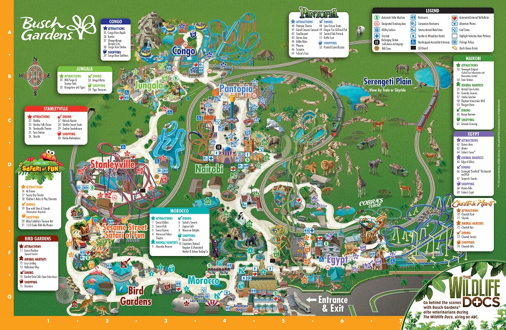 Mapa do parque Busch Gardens em Tampa