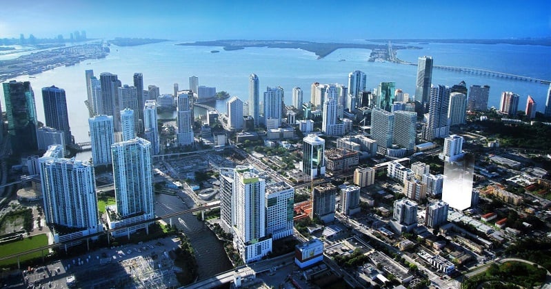 A região de Brickell em Miami