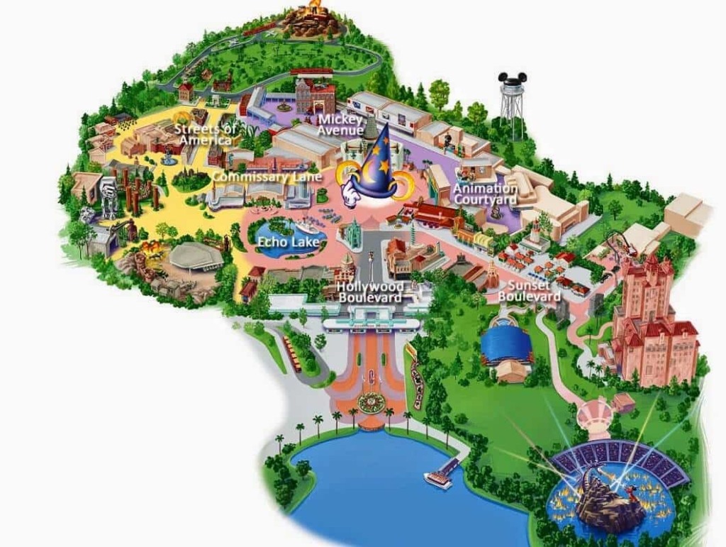 Mapa do Parque Disney Hollywood Studios em Orlando