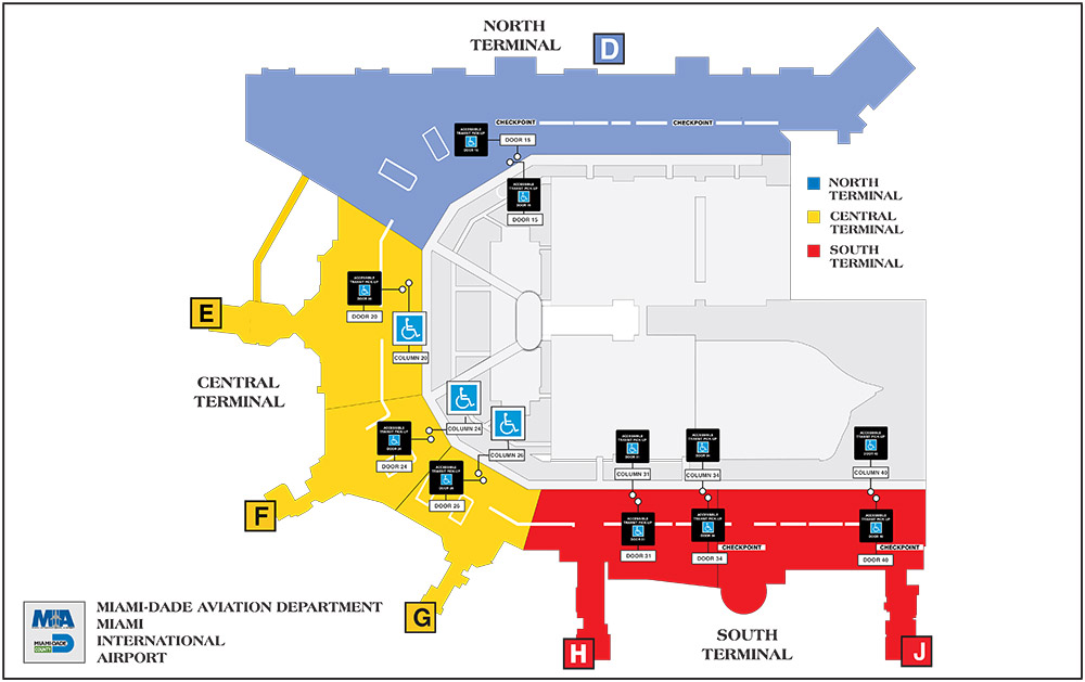 Mapa do Aeroporto internacional de Miami