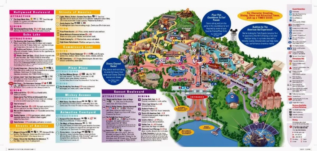 Mapa do Parque Disney Hollywood Studios em Orlando