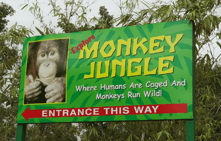 Entrada do Zoológico de macacos em Miami