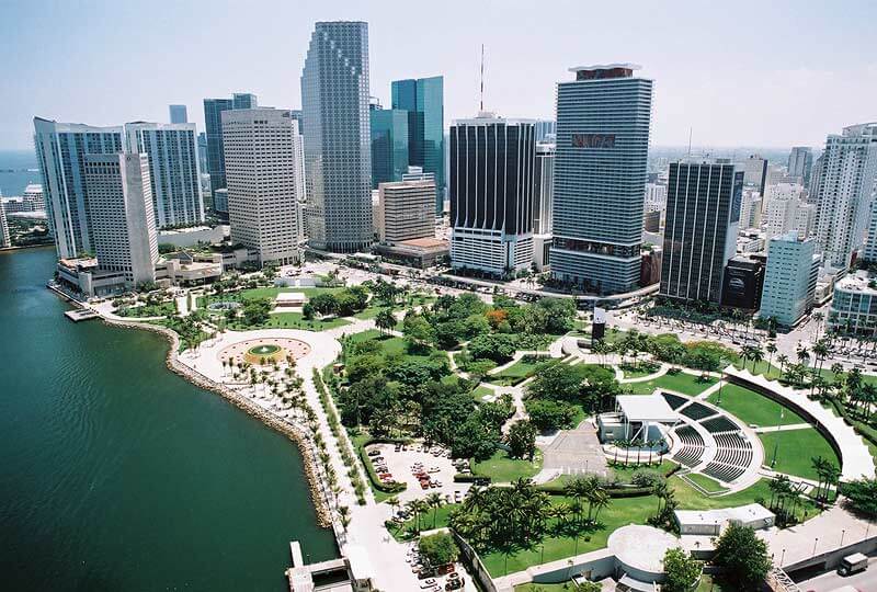 Vista aérea do Bayfront Park em Miami