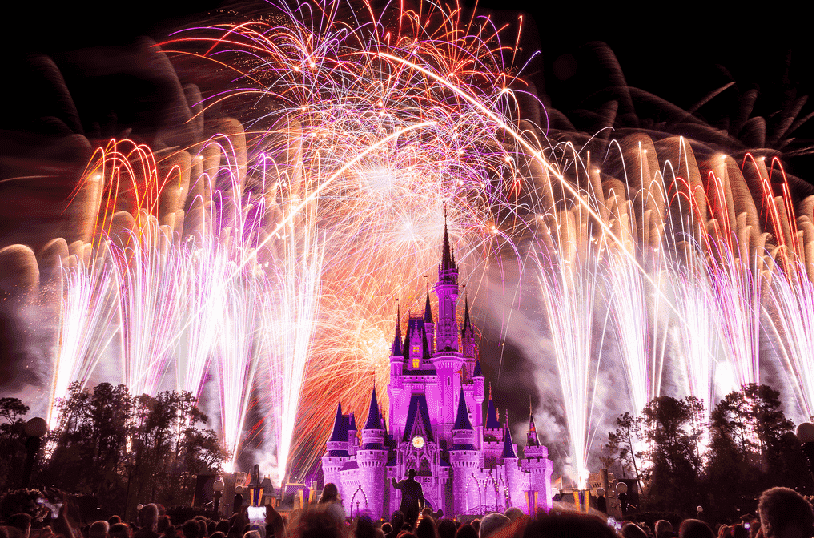 Fim do show de fogos Wishes da Disney em Orlando