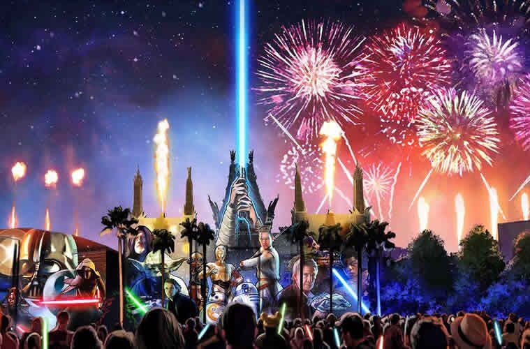 Projeções no Show de fogos de artifício Star Wars na Disney em Orlando
