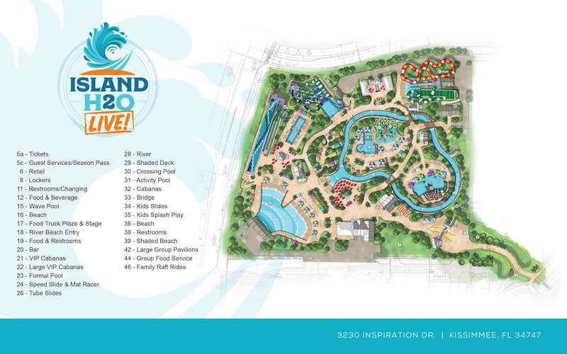Mapa do Island H2O Live! em Orlando